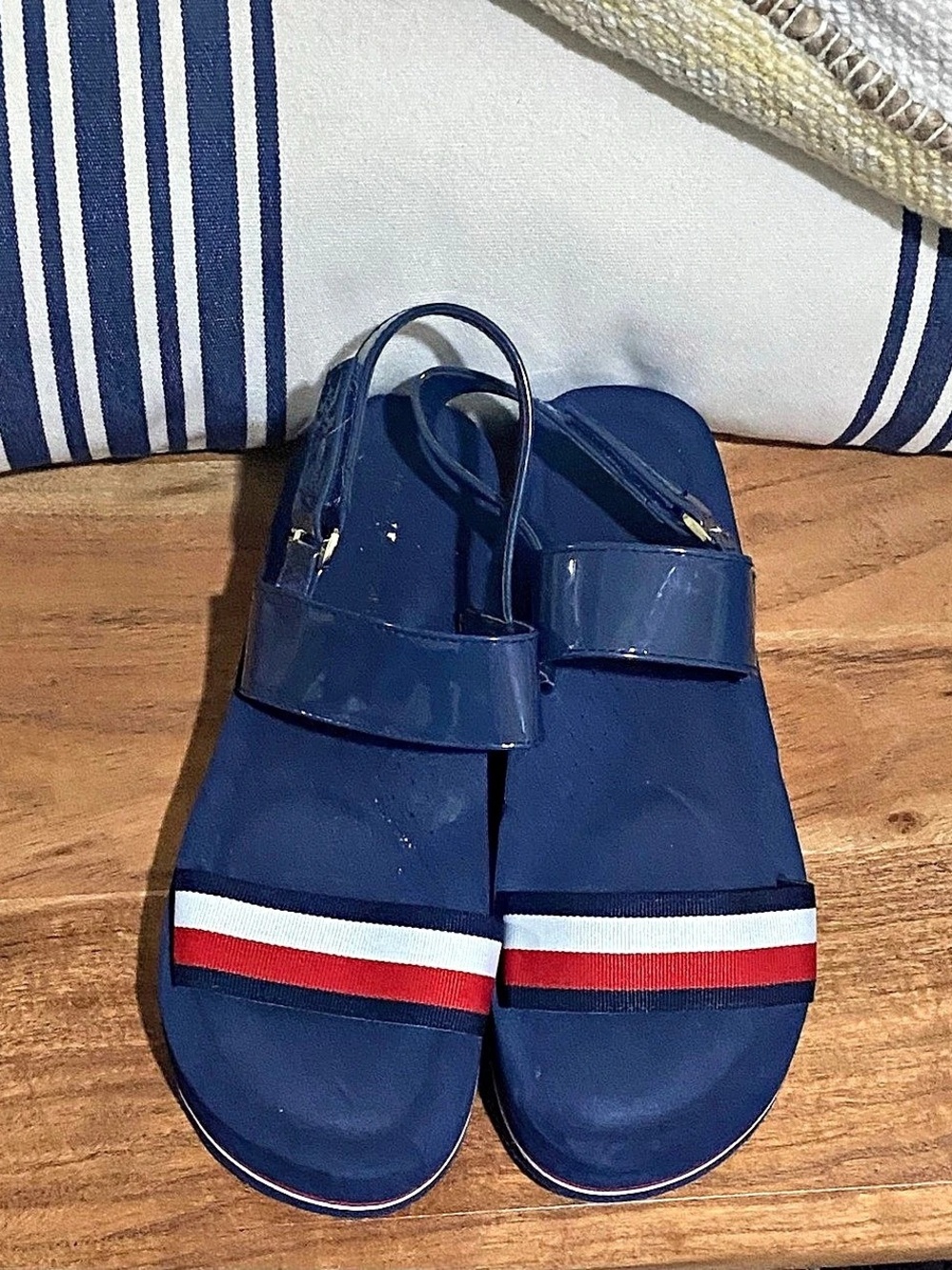 Tommy Hilfiger Color Block Strappy Sandals in Blue & Red